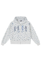 Floral Embroidery Zip Up Hoodie