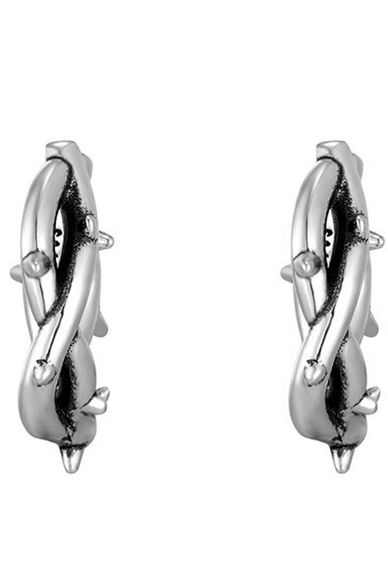 Silver Thorn Hoop Earrings