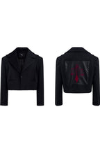 Embroidered Leather Patch Blazer