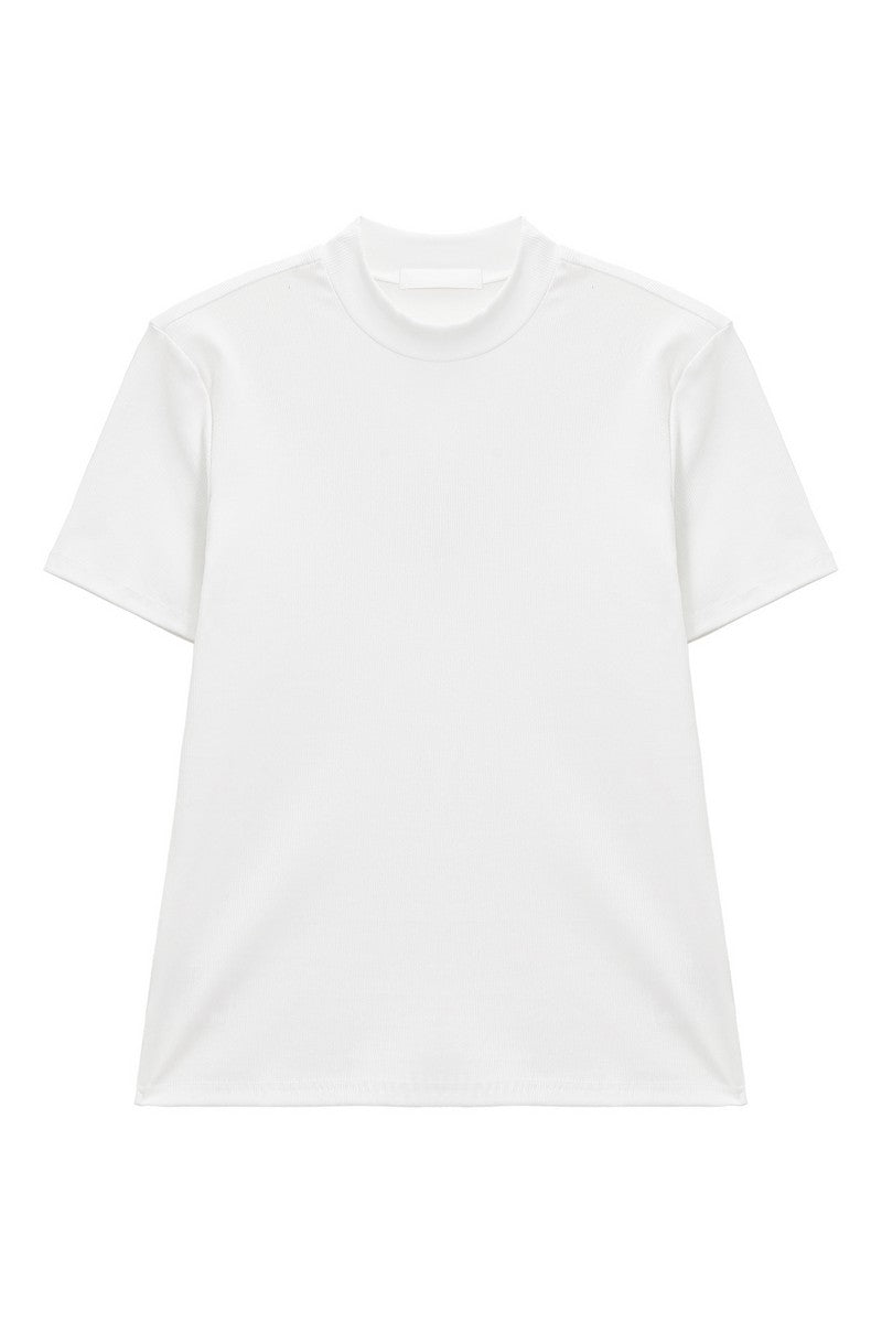 Mock Neck Fitted Short Sleeve Tee