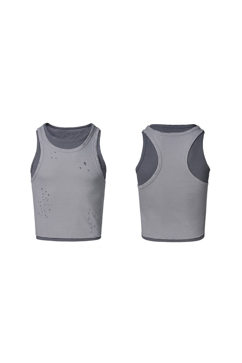 Layered Distressed Fitted Tank