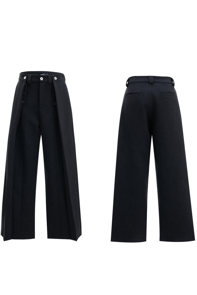 Pleated Straight Leg Trousers