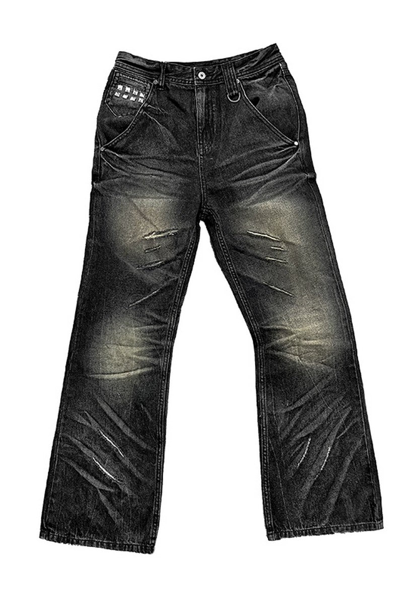 Washed Claw Straight Jeans