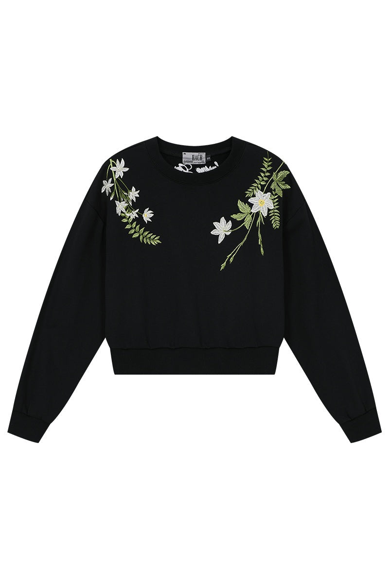 Green Wreath Cropped Sweatshirt