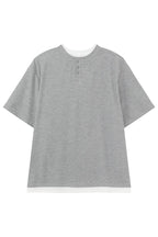 Textured Henley Layered Knit Tee
