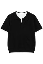 Layered Look Polo Knit Tee