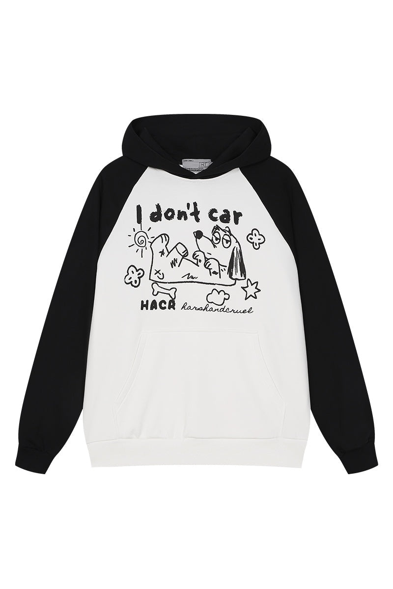Hand Drawn Dog Raglan Hoodie