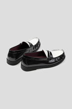 Contrast Vamp Leather Loafers - Black/White - view 3