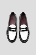 Contrast Vamp Leather Loafers - Black/White - view 5