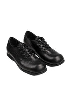 Creased Cowhide Derby Shoes - Black - three-quarter pair view