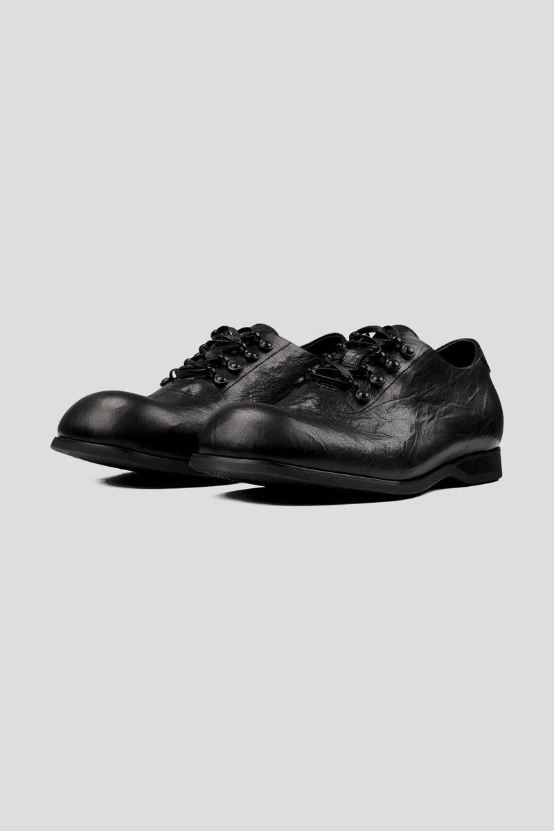 Creased Cowhide Derby Shoes - Black - view 2