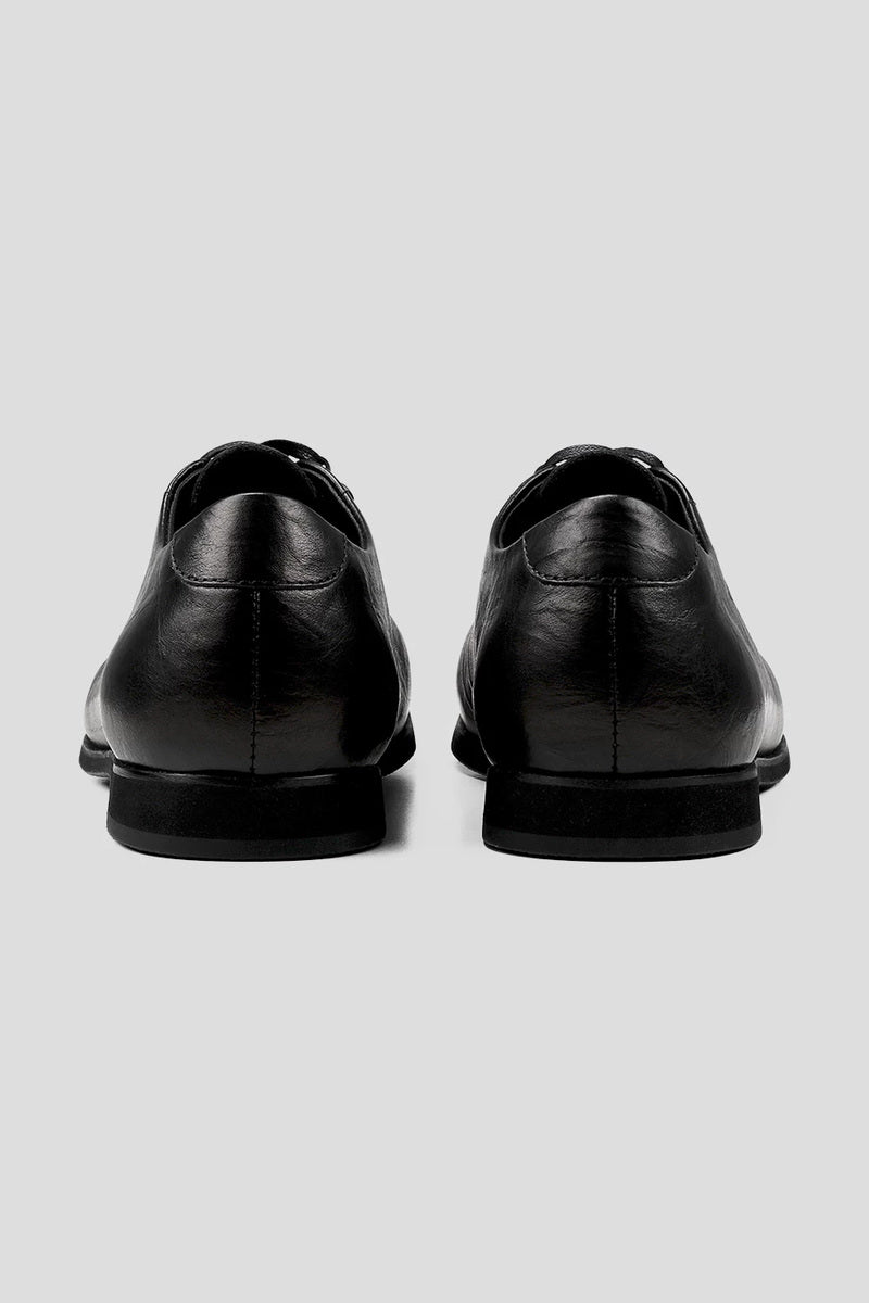 Creased Cowhide Derby Shoes - Black - view 3
