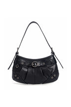 Belted Crescent Shoulder Bag - Black