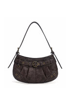 Belted Crescent Shoulder Bag - Brown