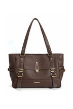 Belted Pocket Tote Bag - Brown