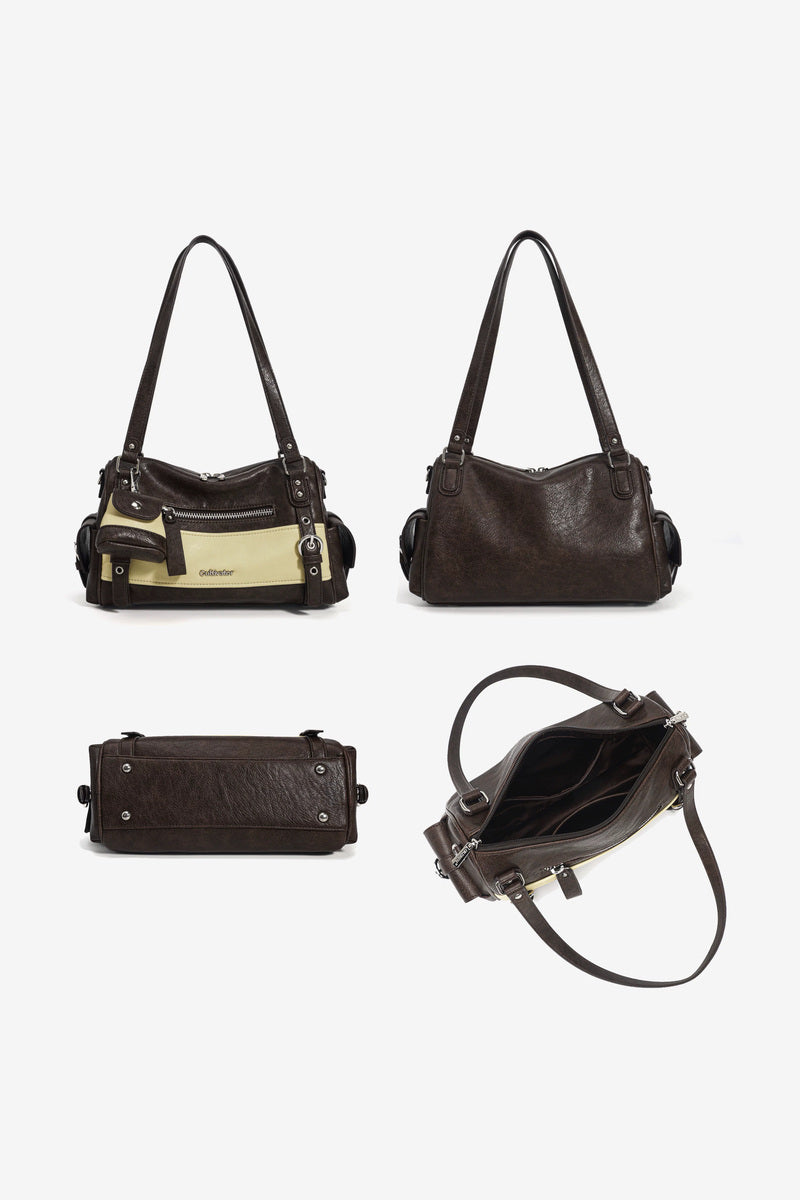 Colorblock Buckle Bowling Bag - views