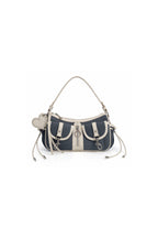 Contrast Trim Baguette Bag - Dark Blue