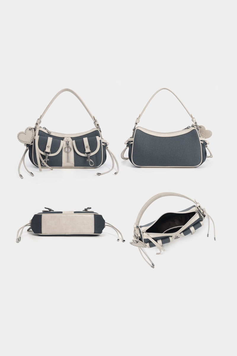 Contrast Trim Baguette Bag - views
