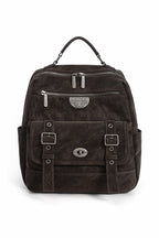 Distressed Buckle Pocket Backpack - Brown
