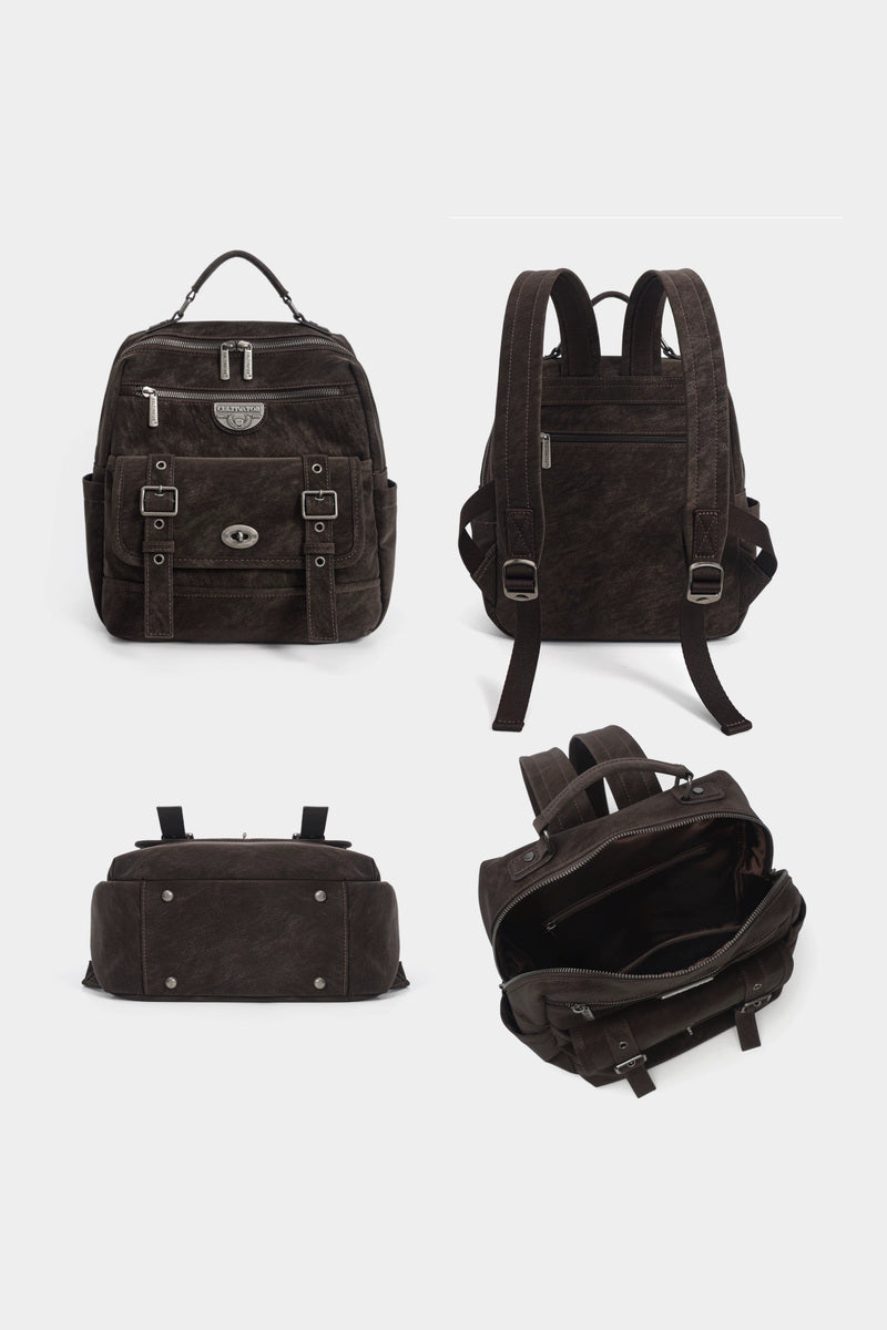Distressed Buckle Pocket Backpack - views