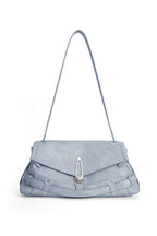Distressed Flap Shoulder Bag - Mist Blue
