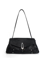 Distressed Flap Shoulder Bag - Black