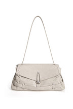 Distressed Flap Shoulder Bag - Beige