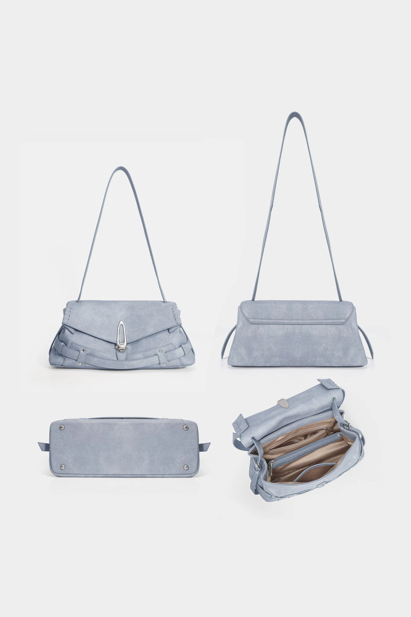 Distressed Flap Shoulder Bag - views