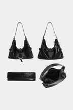 Glossy Buckle Hobo Bag - views