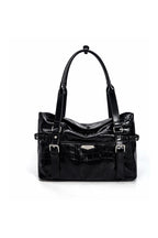 Glossy Croc Tote Bag - Black