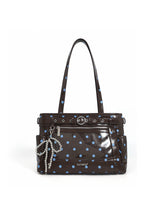 Glossy Polka Dot Tote - Brown