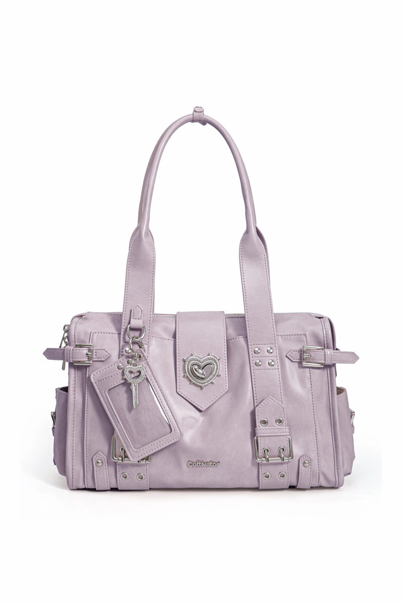 Heart Buckle Biker Bag - Lilac