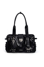 Heart Buckle Biker Bag - Black
