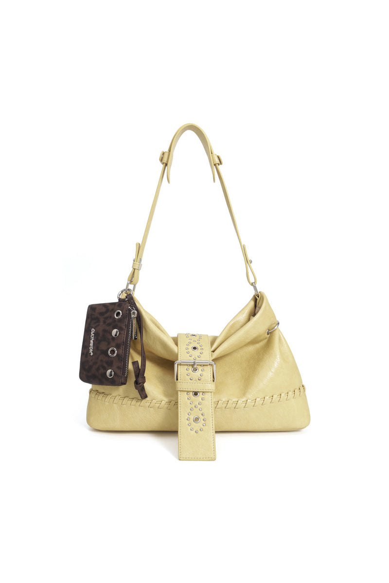 Leopard Pouch Hobo Bag - Yellow