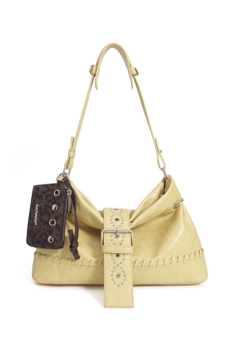Leopard Pouch Hobo Bag - Yellow