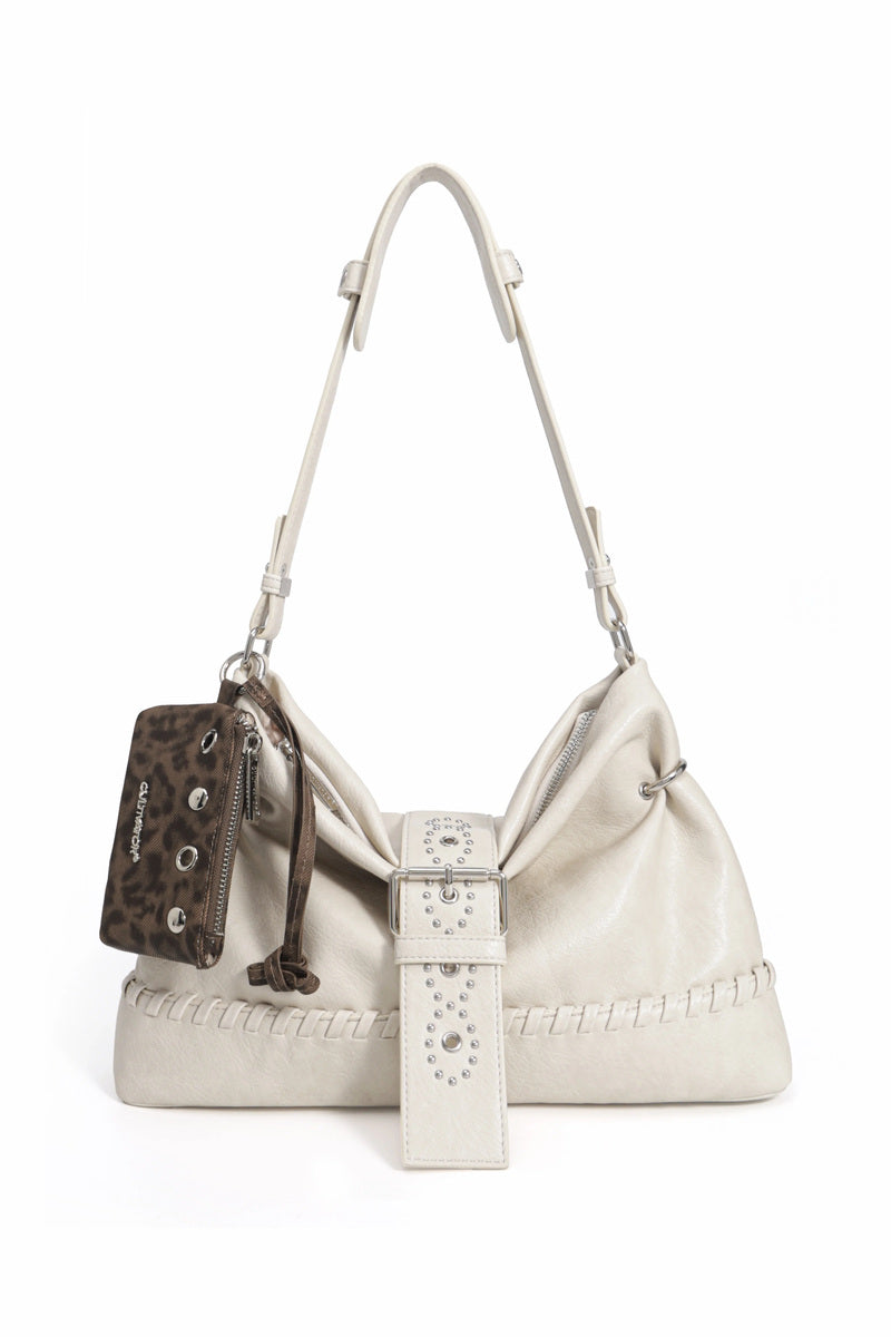Leopard Pouch Hobo Bag - Beige