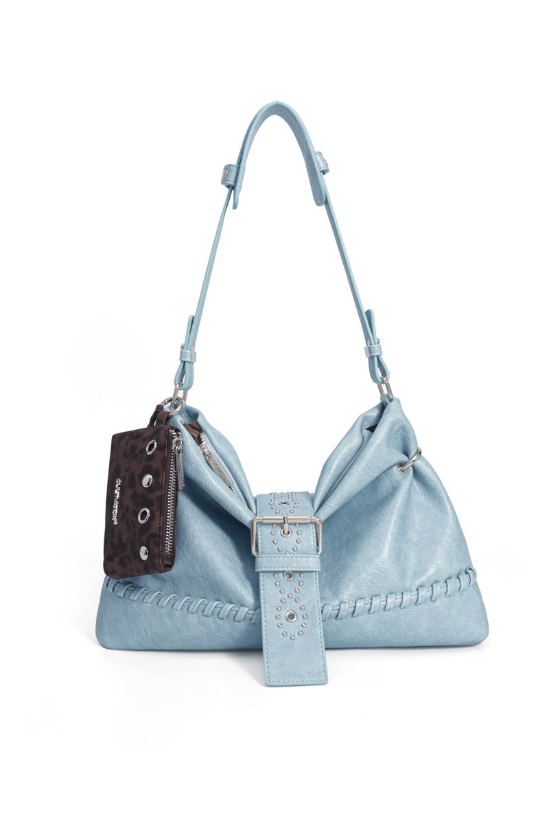 Leopard Pouch Hobo Bag - Blue