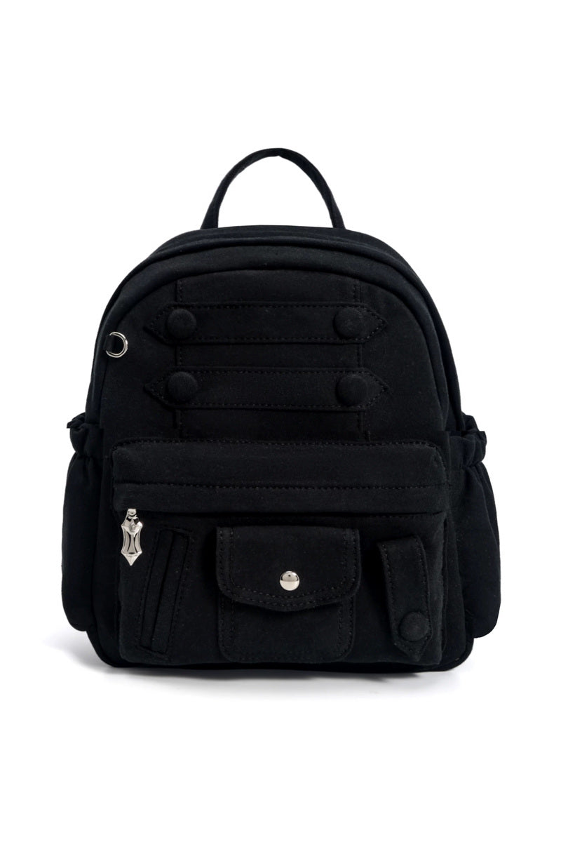 Military Strap Mini Backpack - Black