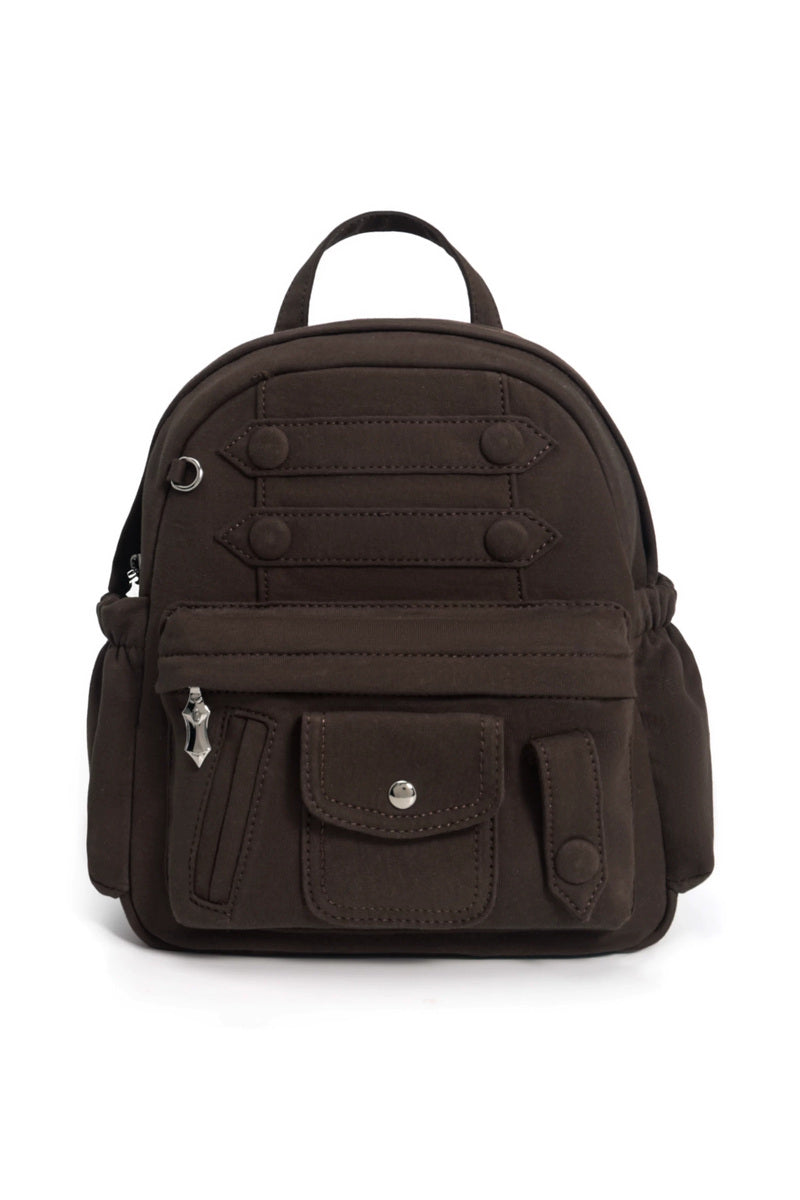 Military Strap Mini Backpack - Brown