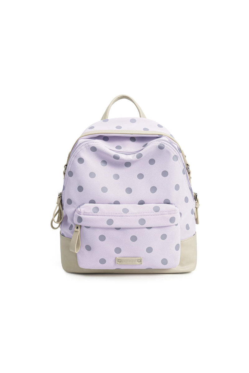 Polka Dot Commuter Backpack - Gray Pink