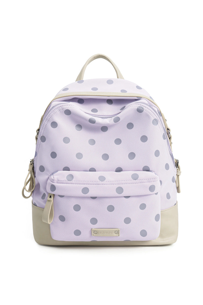 Polka Dot Commuter Backpack - Gray Pink