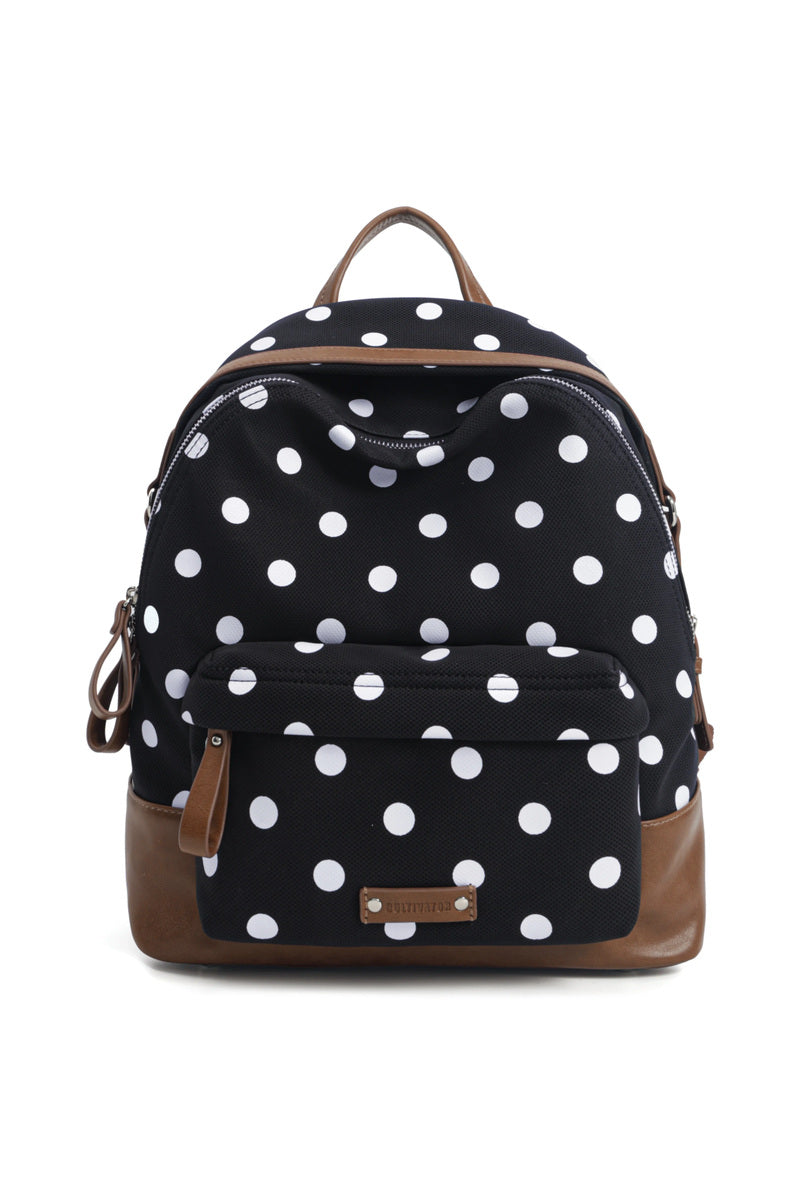 Polka Dot Commuter Backpack - Black