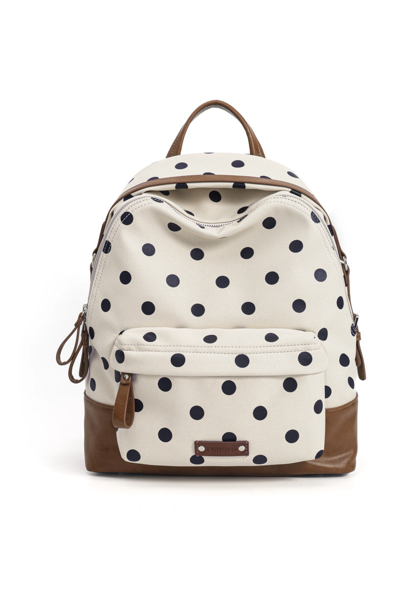 Polka Dot Commuter Backpack - Beige