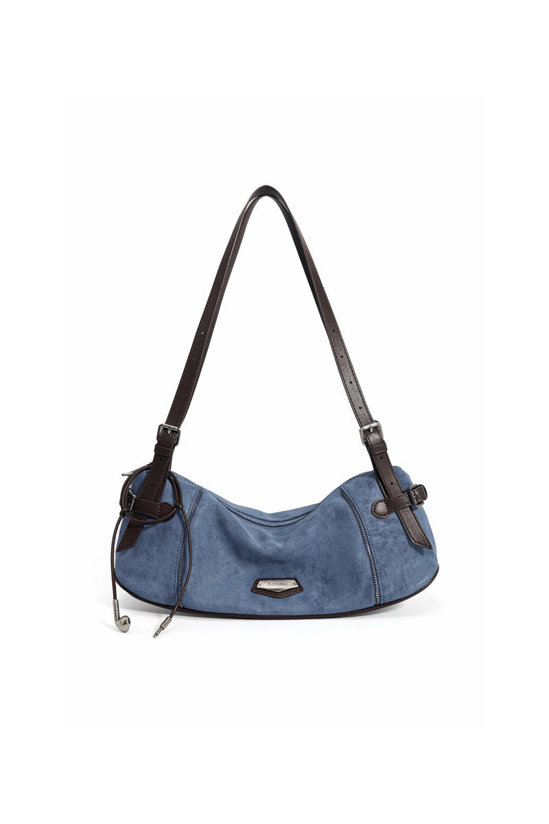 Soft Texture Baguette Bag - Dark Blue