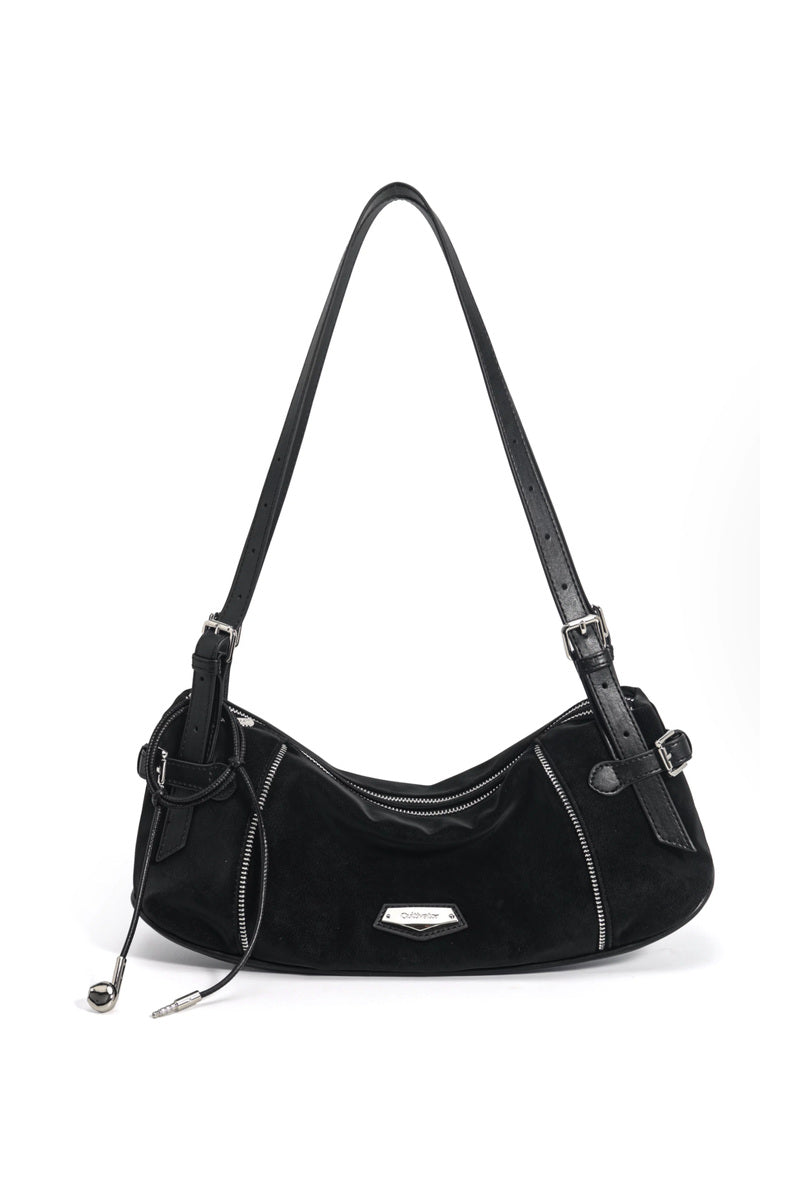 Soft Texture Baguette Bag - Black
