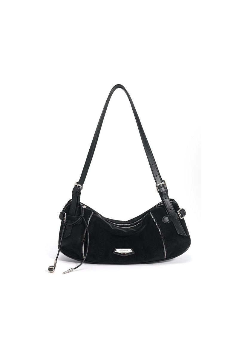 Soft Texture Baguette Bag - Black