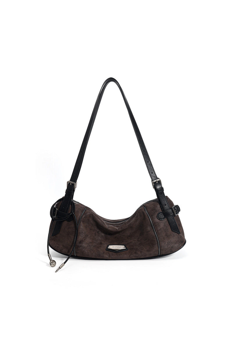 Soft Texture Baguette Bag - Brown