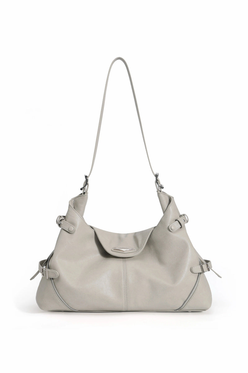 Zip Detail Hobo Bag - Apricot