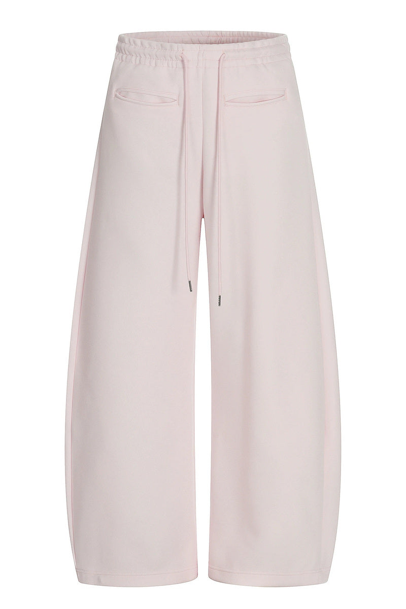Curved Leg Drawstring Sweatpants – Pink – front product view