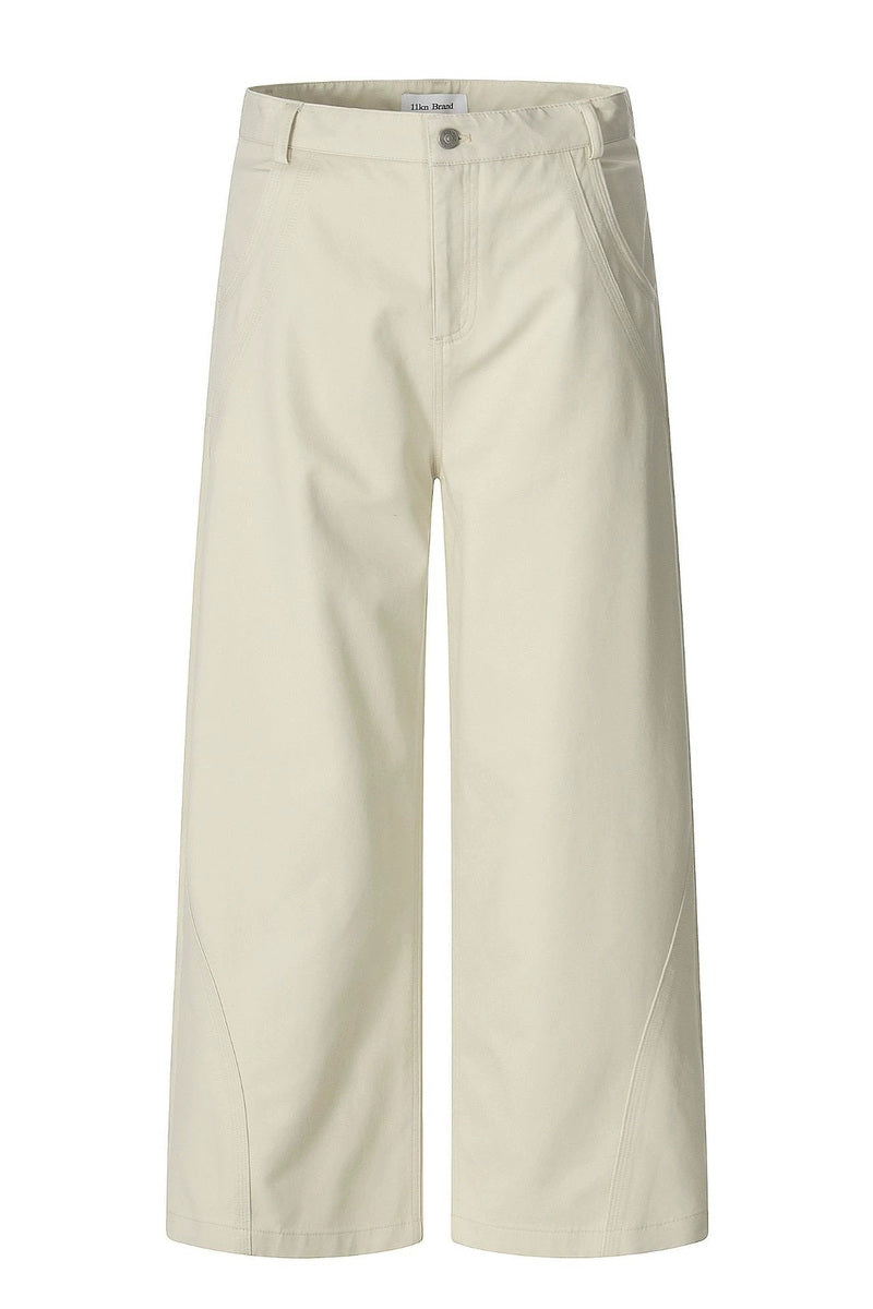 Curved Utility Wide Leg Pants – Apricot – front product view